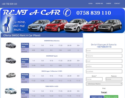 web site swiso rent a car pitesti