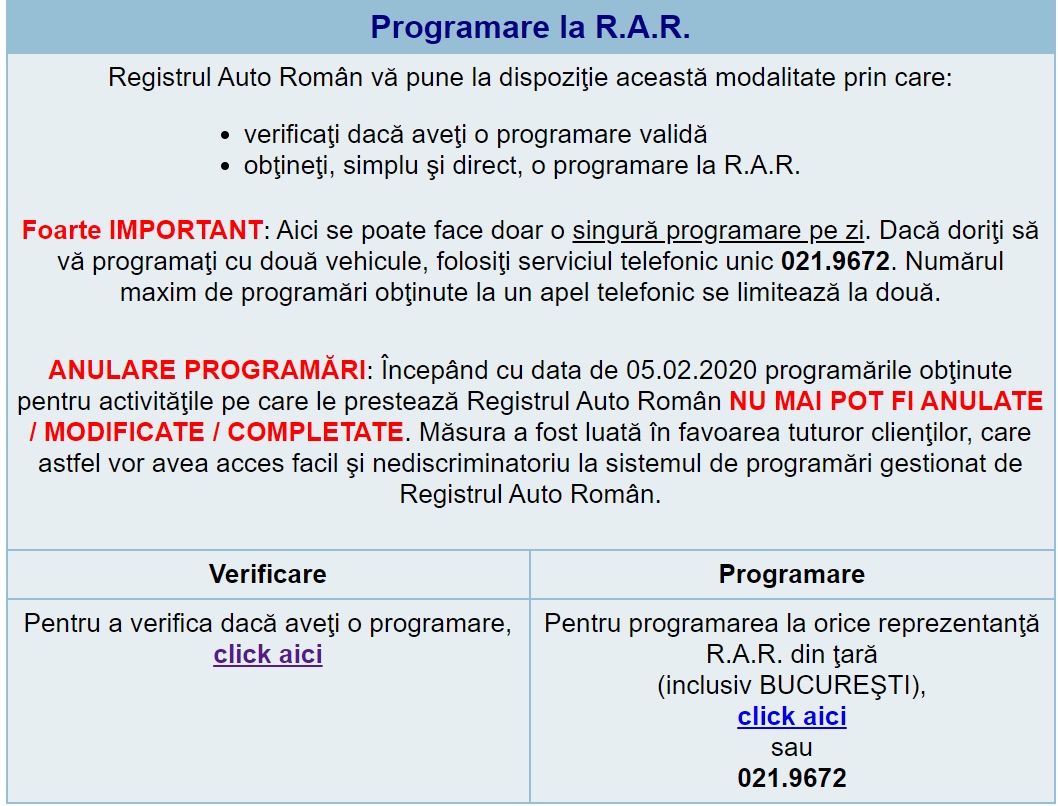 informatii utile programare rar